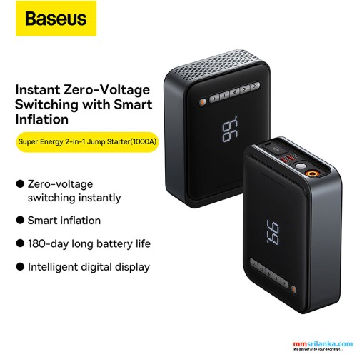 Baseus Jump Starter & Inflator Pump Super Energy 2-in-1 (8000MAH , Peak Current 1000Amp Black 